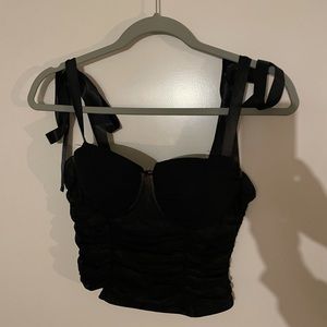 Mesh ruched bustier style top